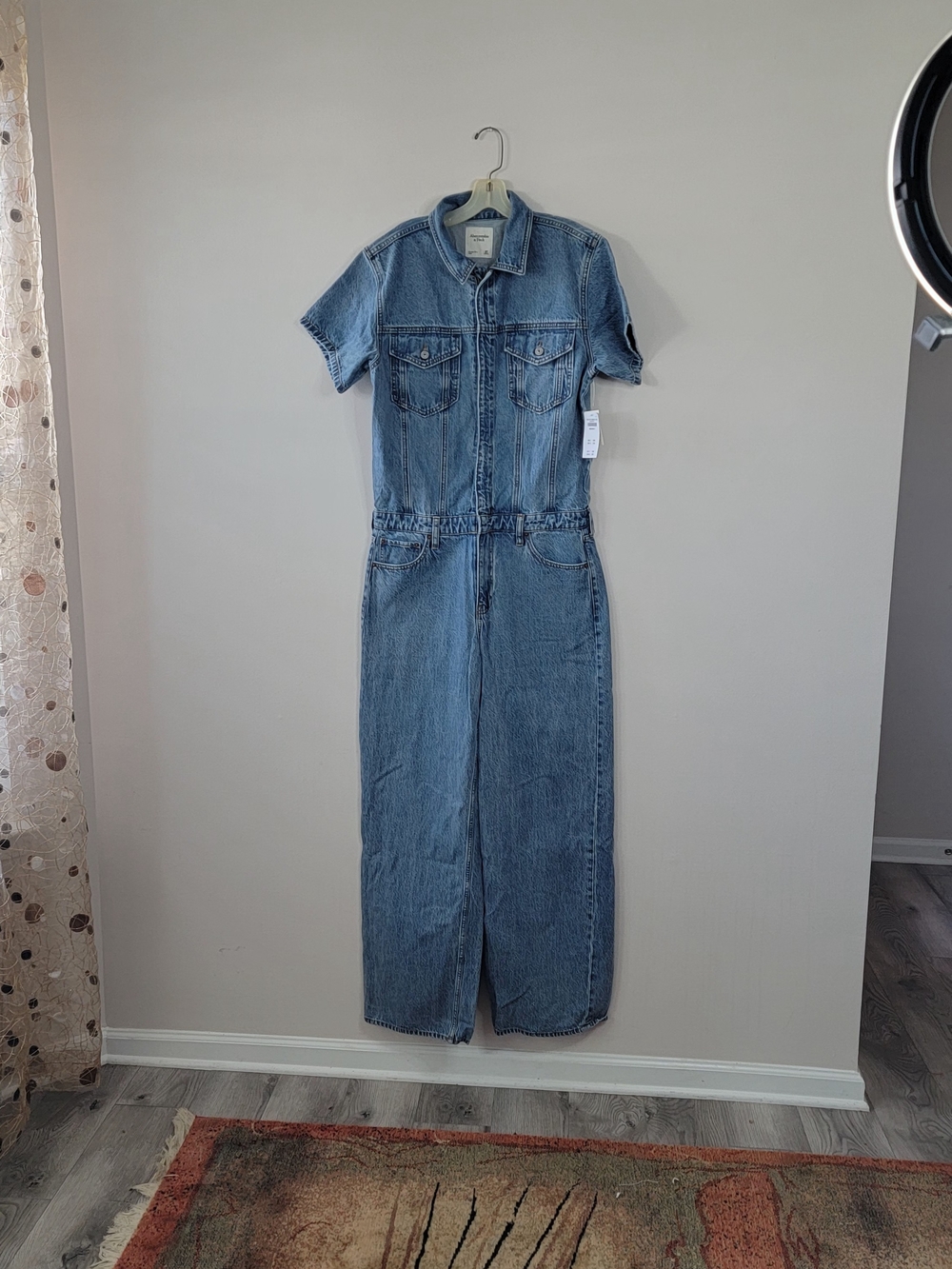 ✨NEW Abercrombie & Fitch 90s Denim Jumpsuit Women's Size M Wide Leg